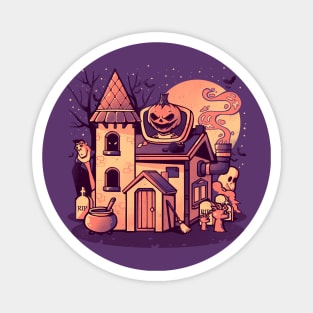 Spooky House - Cute Pumpkin Ghost Halloween Gift Magnet